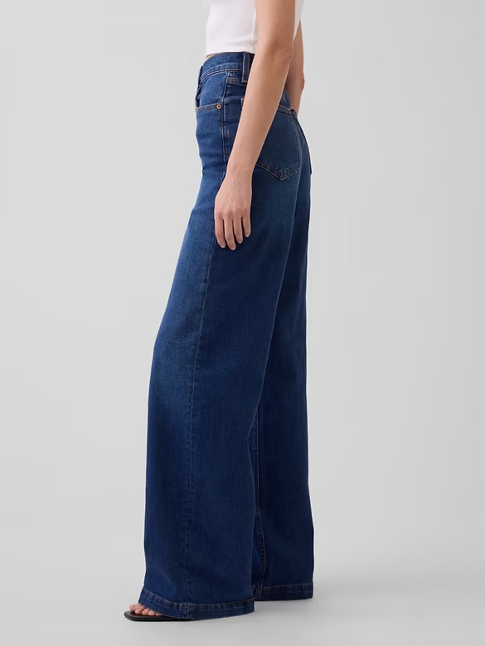 GAP High Rise Stride Wide Leg Jeans 26P Petite Medium Indigo - Picture 3 of 10
